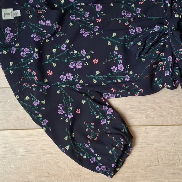Tristan Knee Length Floral Navy Dress Size 1 - Picture 3 of 7
